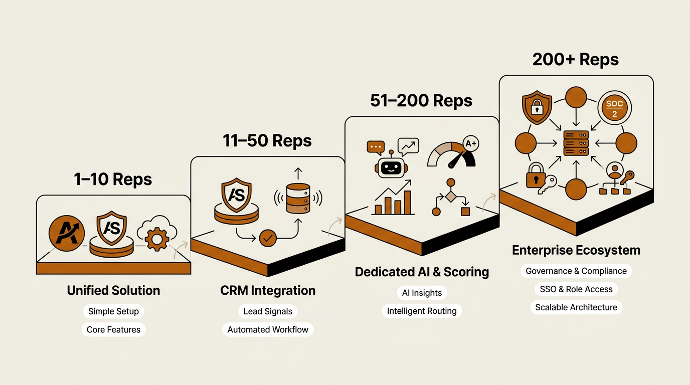 AI sales assistant adoption recommendations by B2B sales team size tiers
