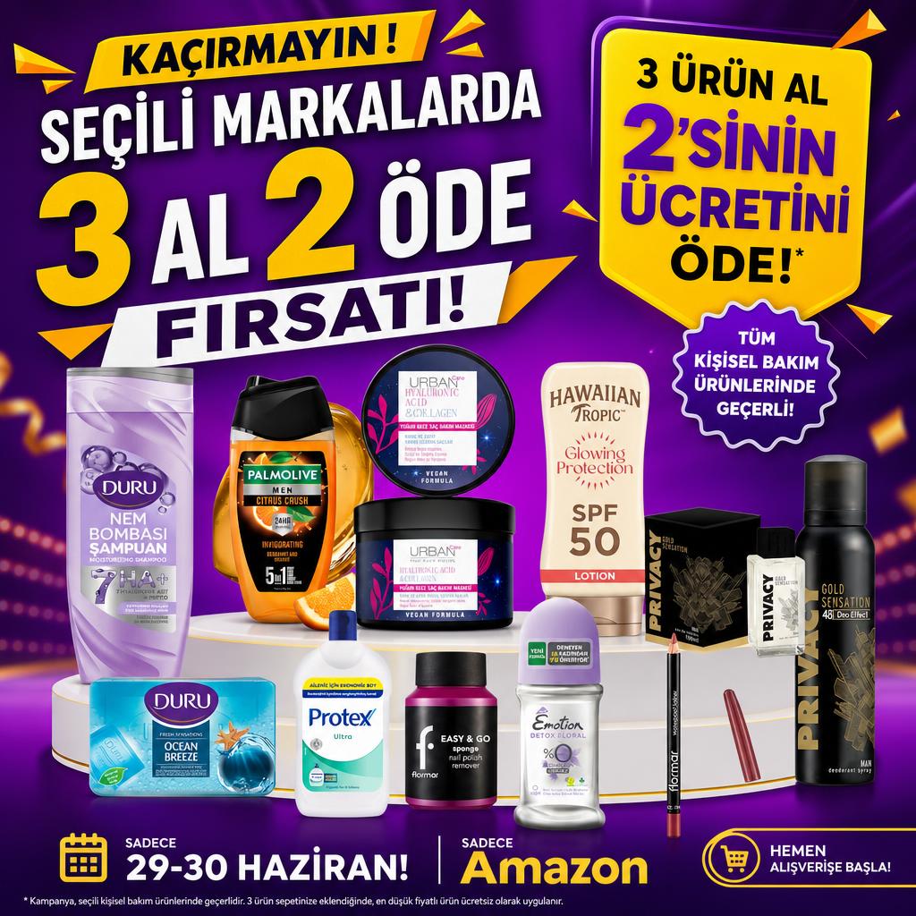 SEÇİLİ MARKALARDA 3 AL 2 ÖDE FIRSATI!