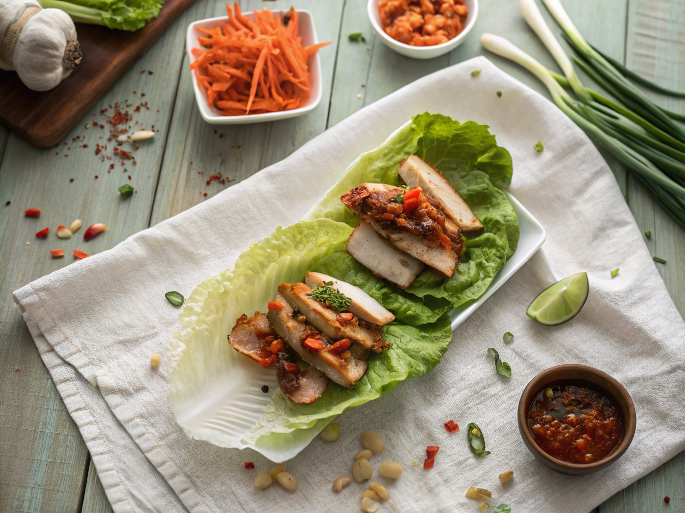 Kimchi and Pork Belly Ssam (Lettuce Wraps)