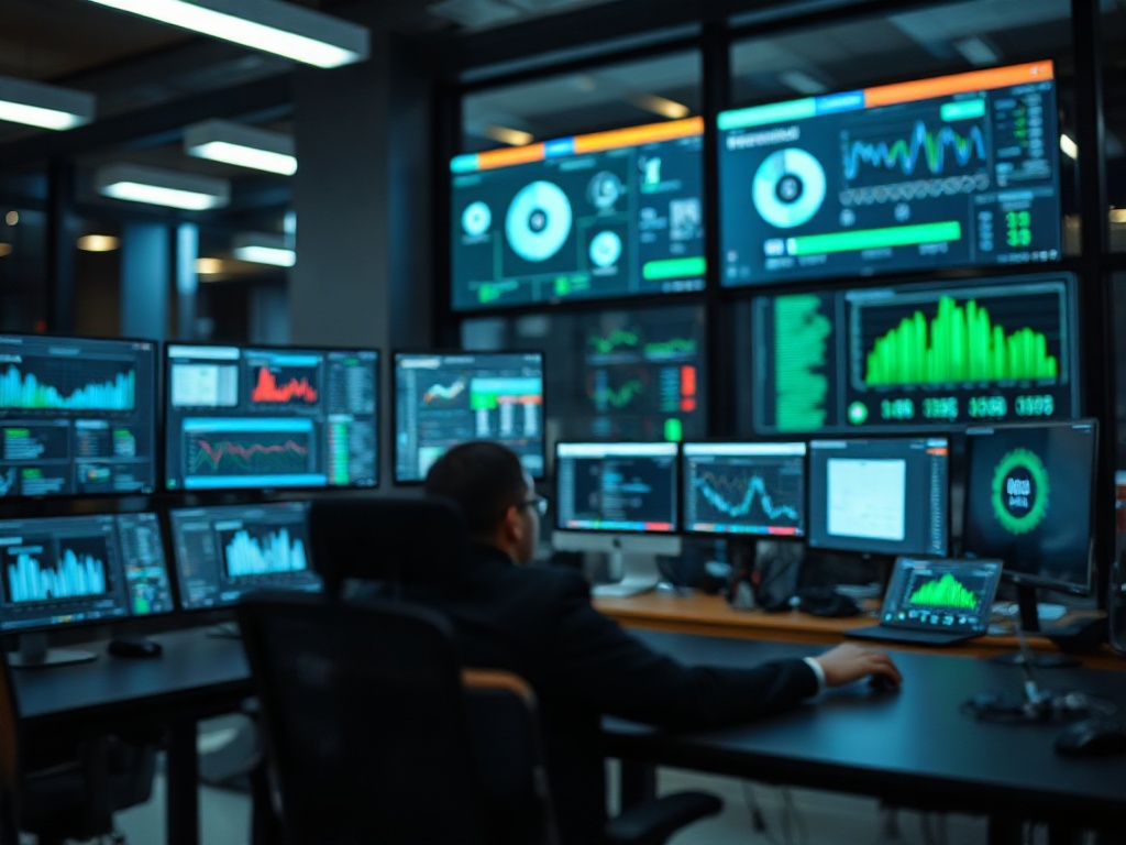 Illustration of machine learning algorithms analyzing financial data for AI-driven financial modeling.