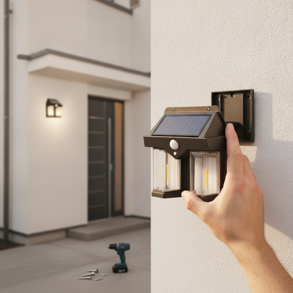 Customer showing bright light activation at home entrance