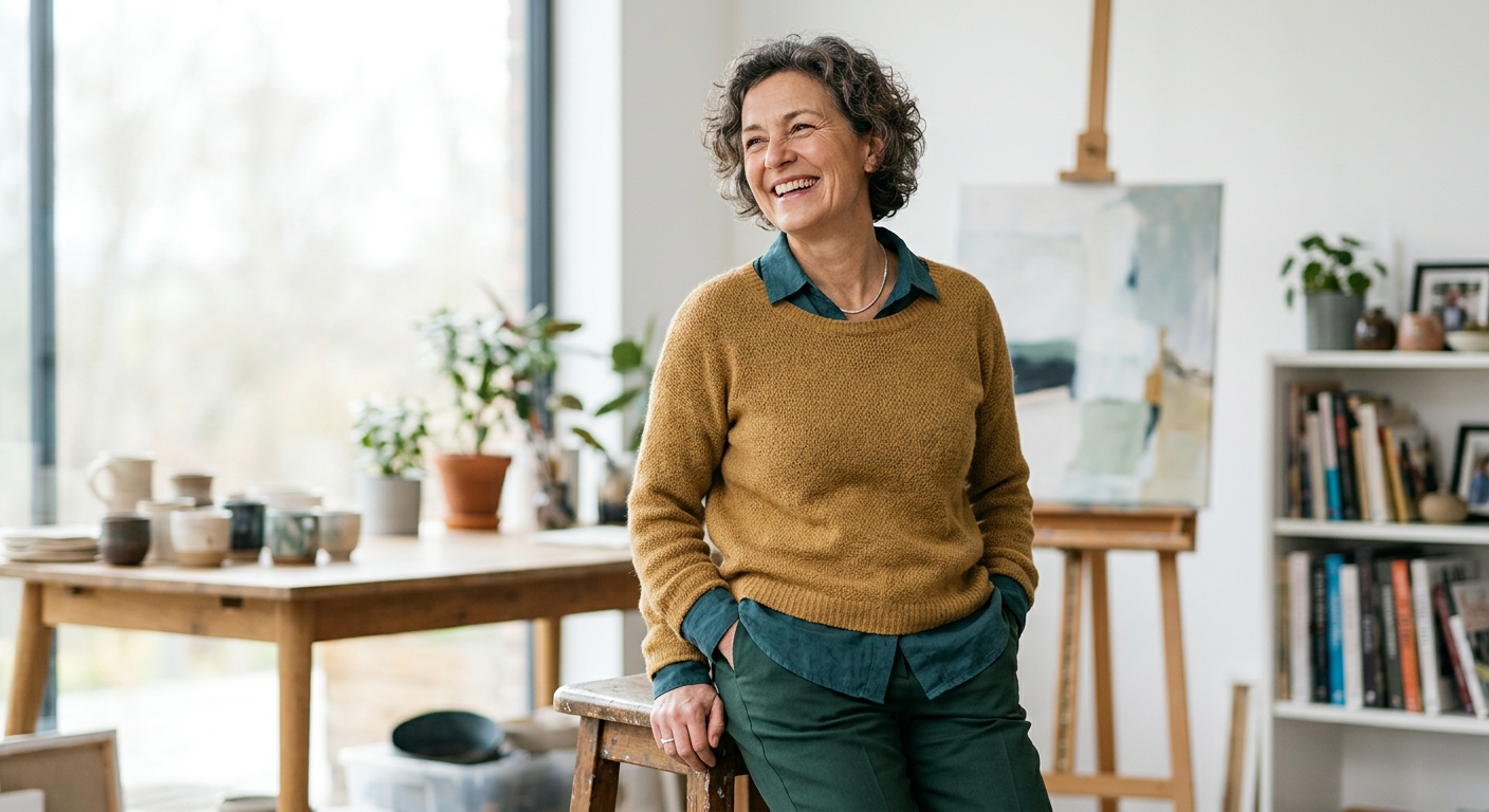 Woman standing tall with confident open posture
