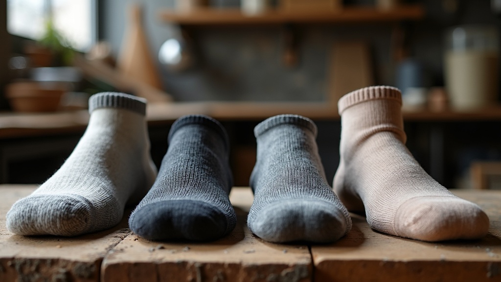 Comparación de materiales: merino, bambú, cobre y Coolmax para calcetines de trabajo