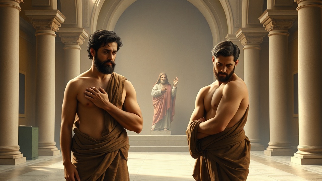 A contemplative biblical allegory about rivalry and humility