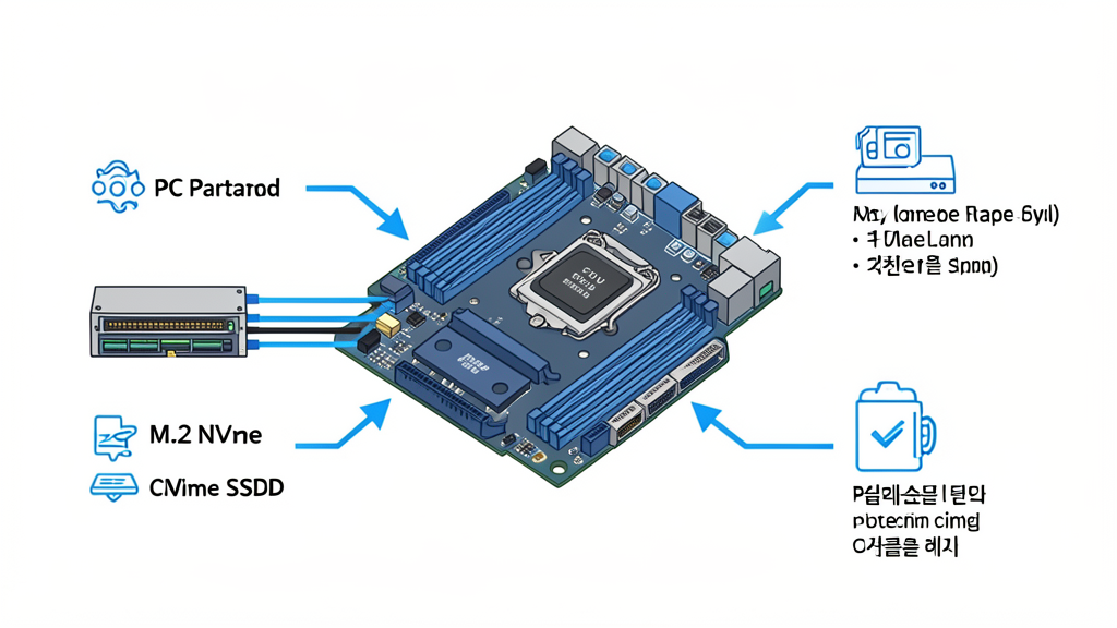 CPU RAM SSD 그래픽카드 메인보드 파워 등 PC 주요 부품 구성도