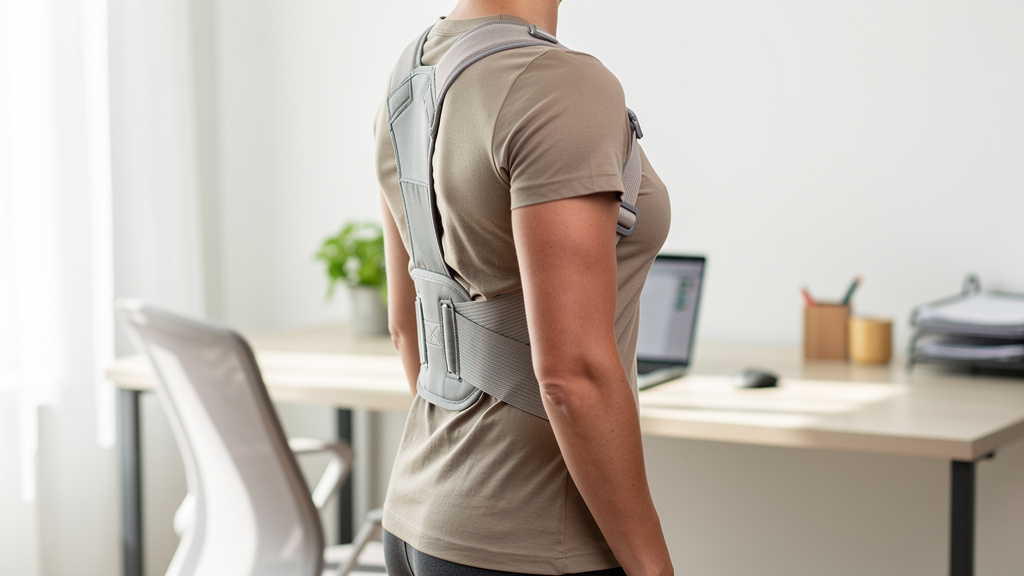 A person wearing an adjustable posture corrector brace with upright posture | Mubboo