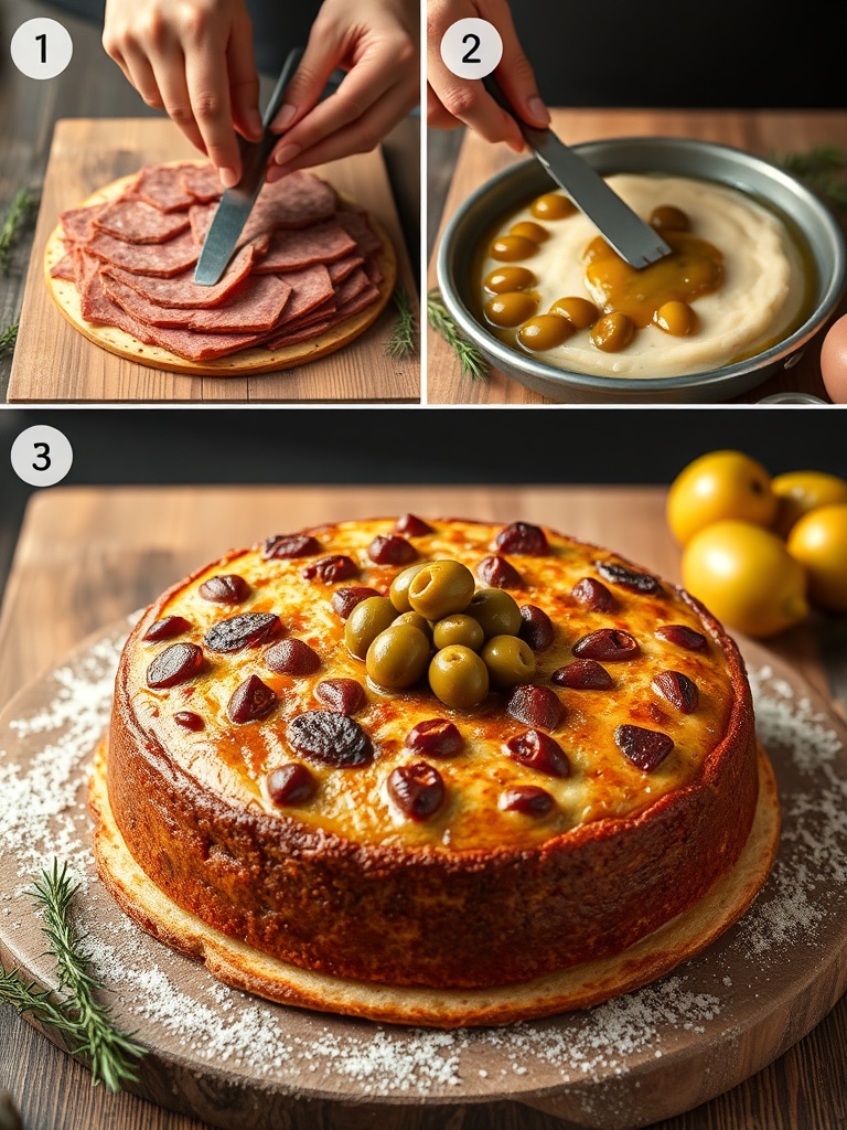 cake jambon olive preparation