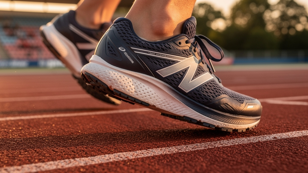 A close-up of running shoes on a runner's feet on an outdoor track | Mubboo