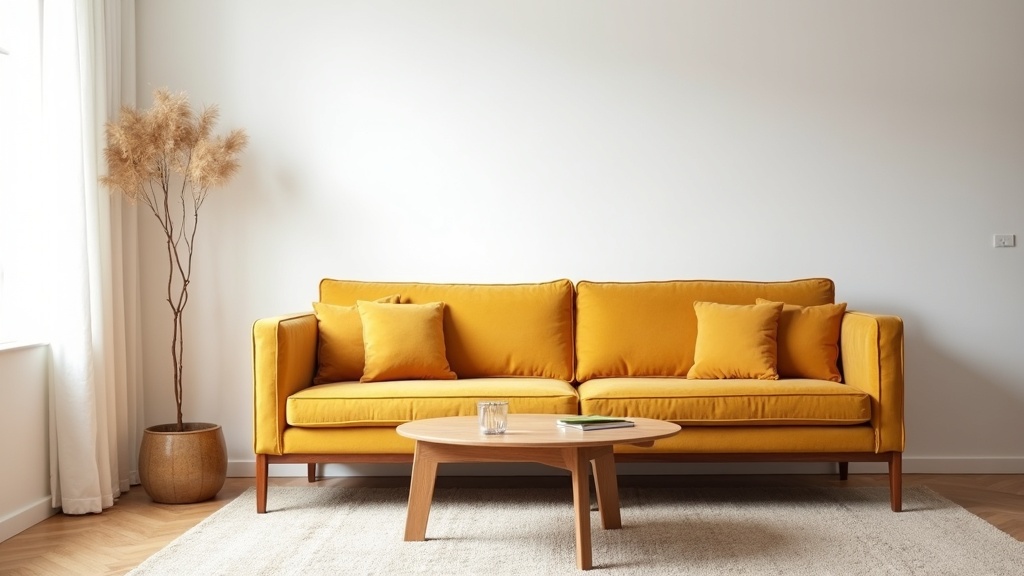 Mid century modern furniture in a small apartment living room