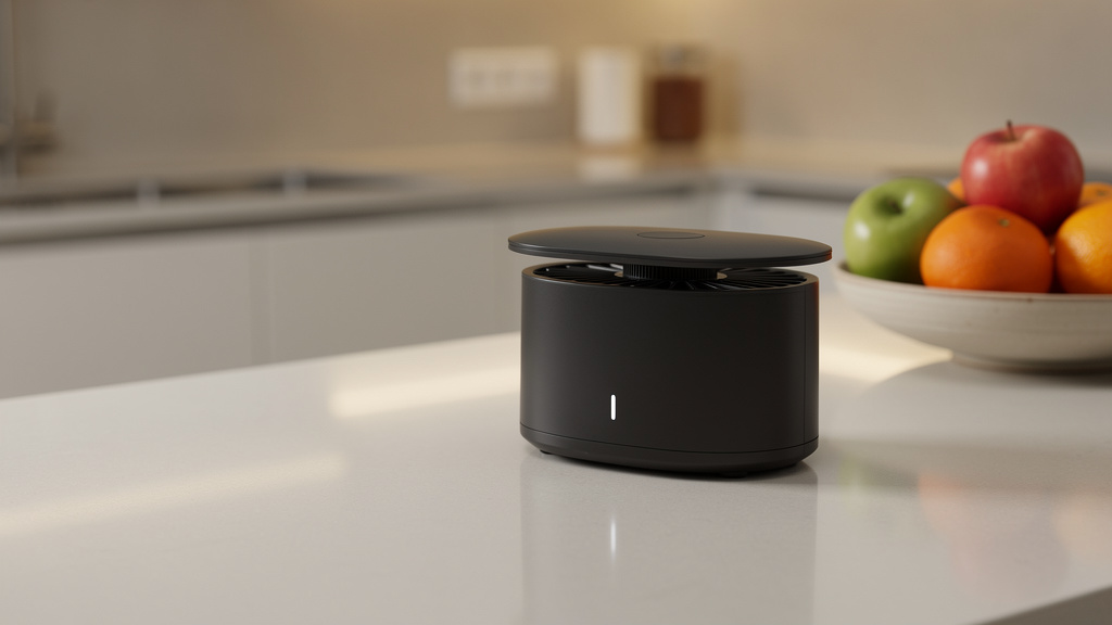 A countertop insect trap device on a kitchen counter