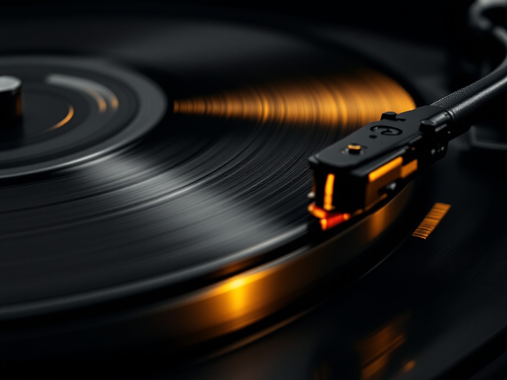 Courroie, plateau et mécanique de platine vinyle en gros plan