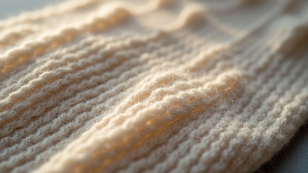 Close-up of merino wool sock fiber texture