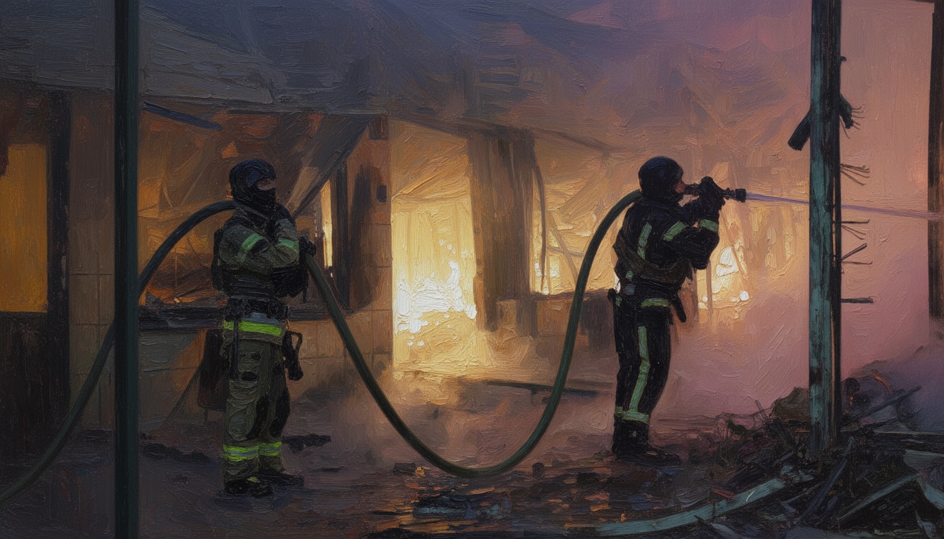 Kyiv Fire Erupts After Explosion During Air Raid Alert