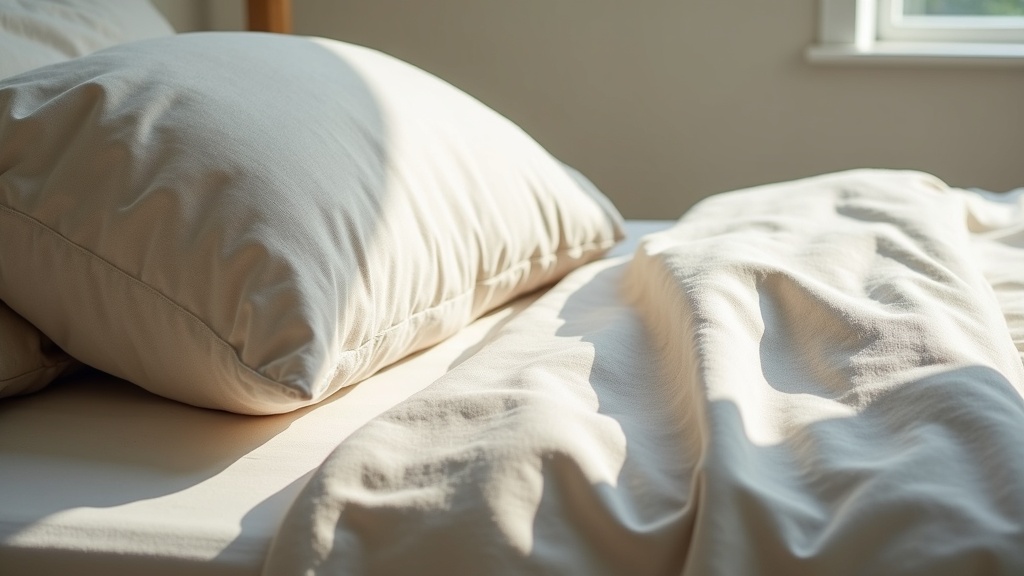 Natural linen bedding close-up, layered simply for comfort and breathability