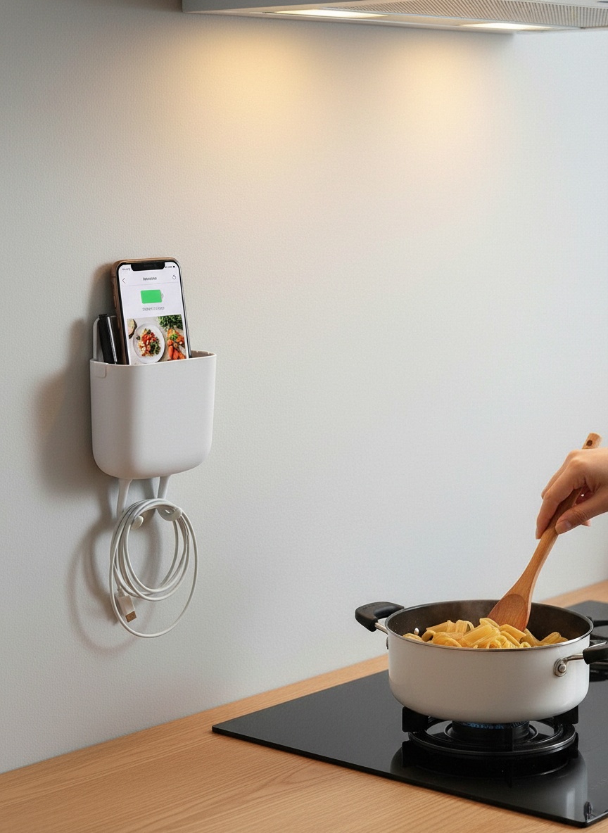 Professional using LinkUp mount during video call at desk