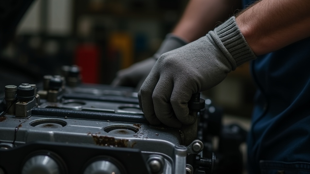 Using a single work sock as an oil applicator in a garage