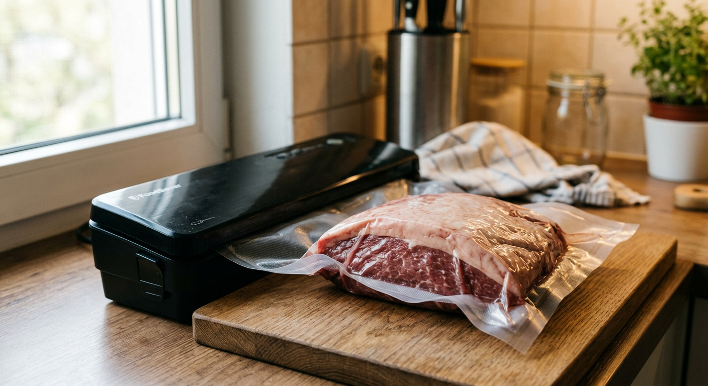 Picanha bez dodatków pakowana próżniowo do worka sous-vide przed gotowaniem