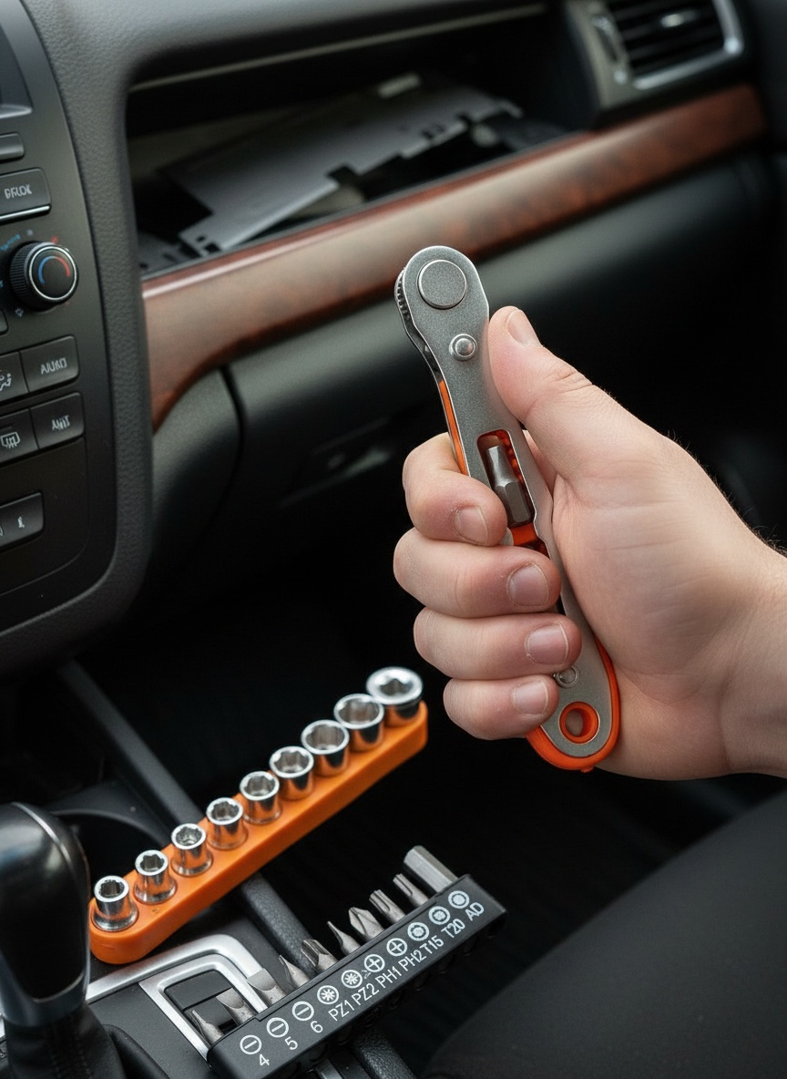 Customer using ProBit ratchet in car dashboard