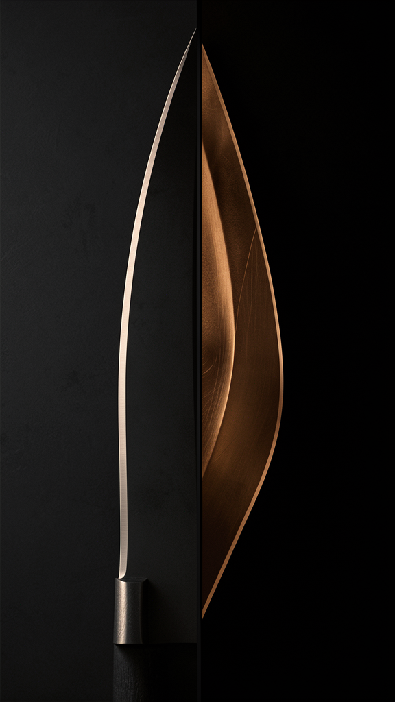 Dagger and bowie knife blade profiles abstract comparison