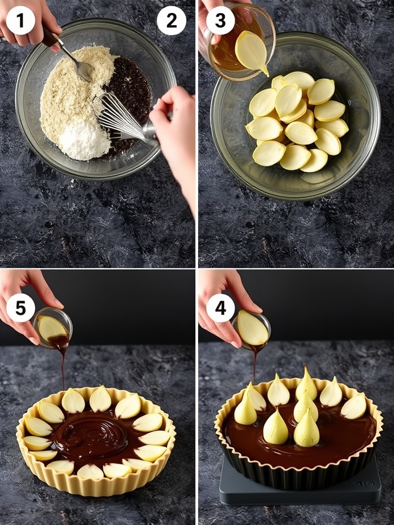 tarte aux poires chocolat preparation
