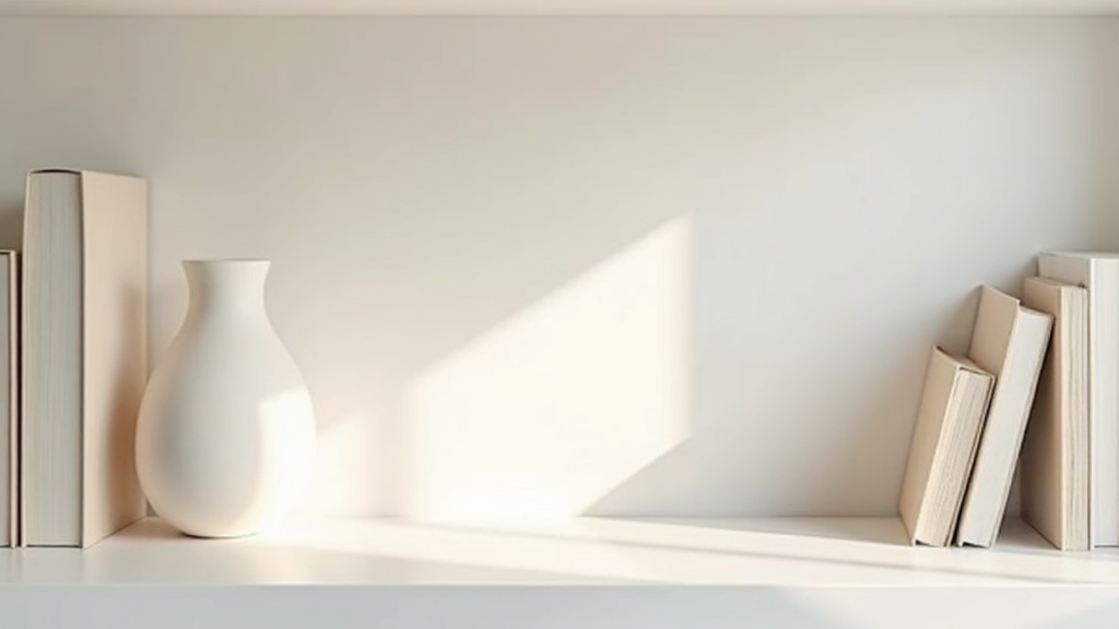 Negative space on a styled bookshelf