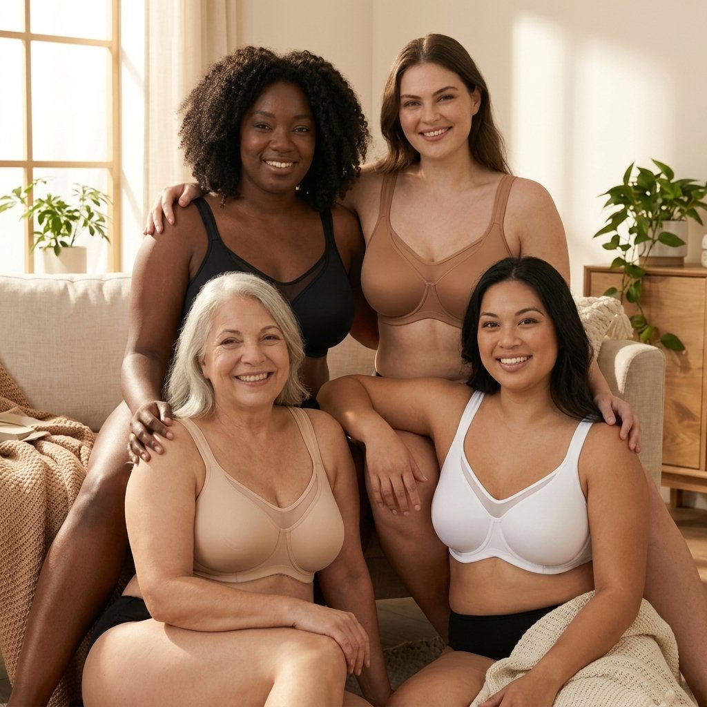 Woman wearing the Everyday Comfort Bra in Nude