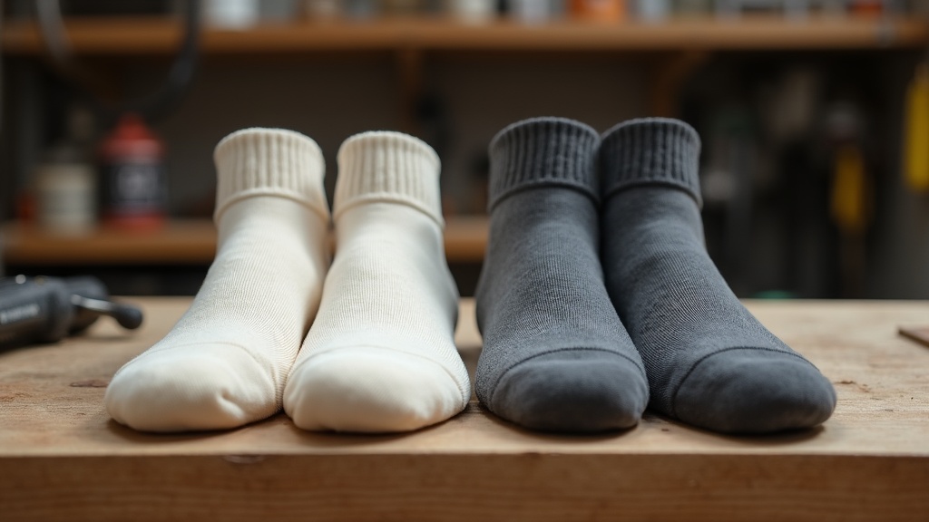 Comparison of merino wool and synthetic waterproof work socks