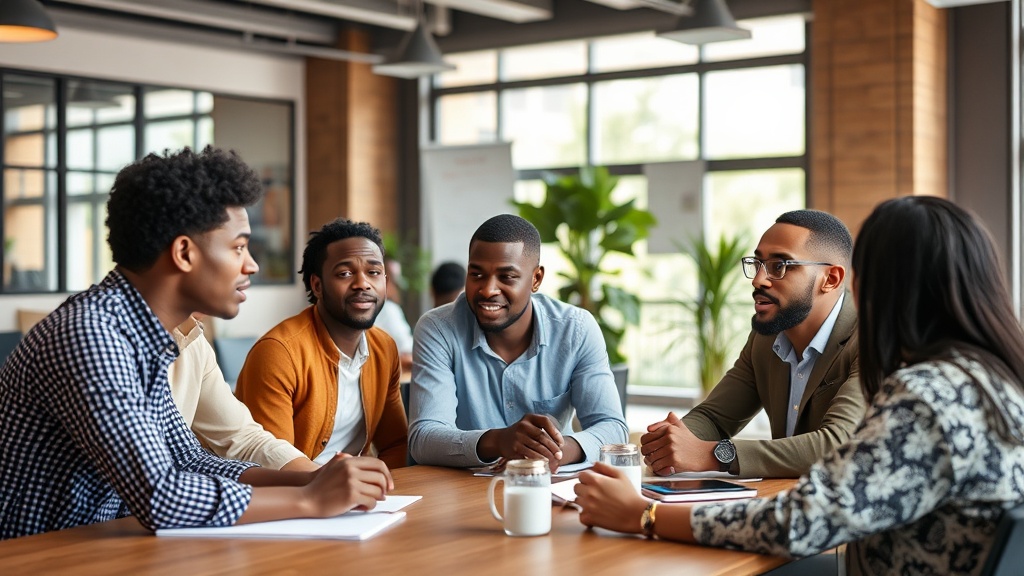 Fintech founders collaborating with mentors in a workshop setting