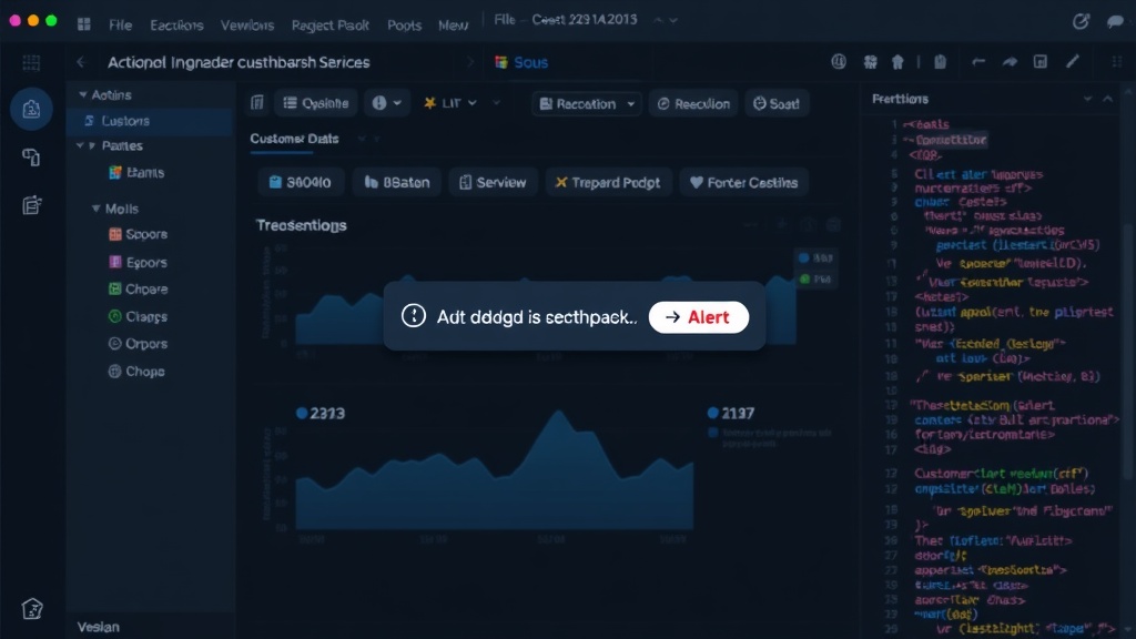 Example dashboard showing customer data with an actionable button to trigger an alert.