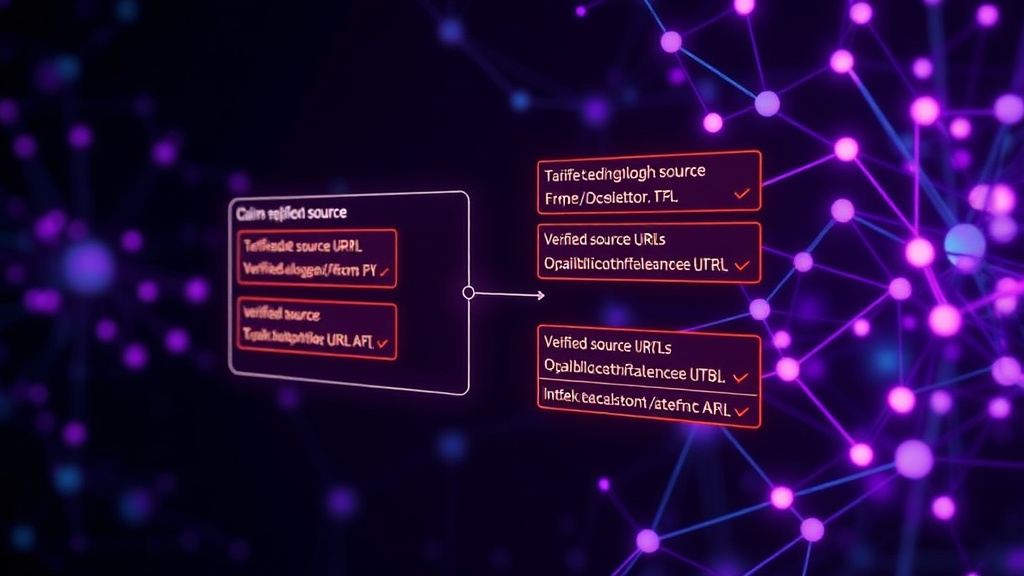 Screenshot of an AI interface showing claims mapped to verified source URLs