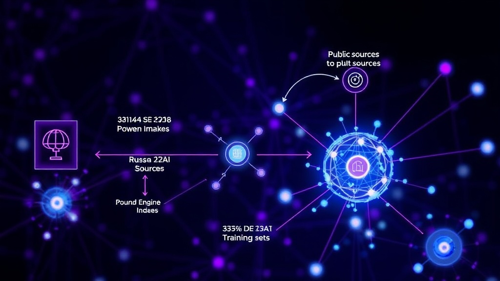 Diagram illustrating the flow of data from public sources to AI training sets and search engine indices.
