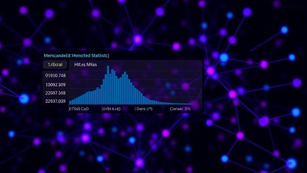 Screenshot of Memcached statistics output showing hit/miss ratios and memory usage
