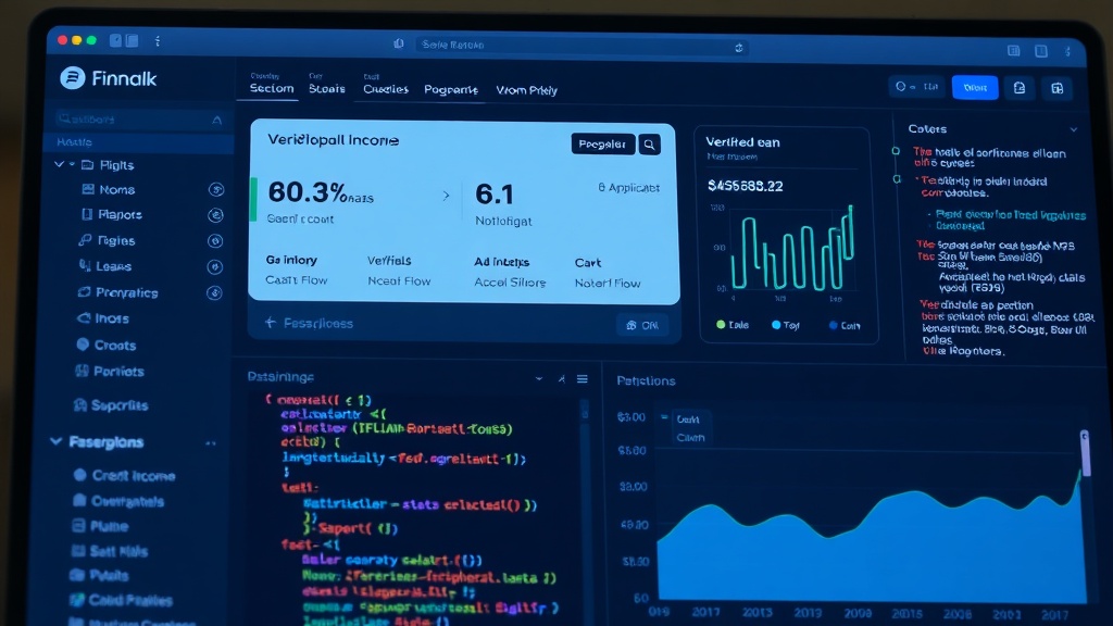 Screenshot of a fintech app dashboard displaying verified income and cash flow data for a loan applicant