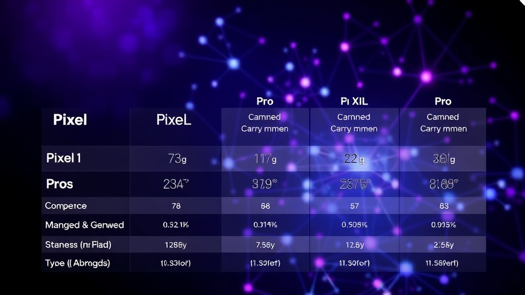 Comparison chart of rumored Pixel 11, Pro, Pro XL, and Pro Fold specifications