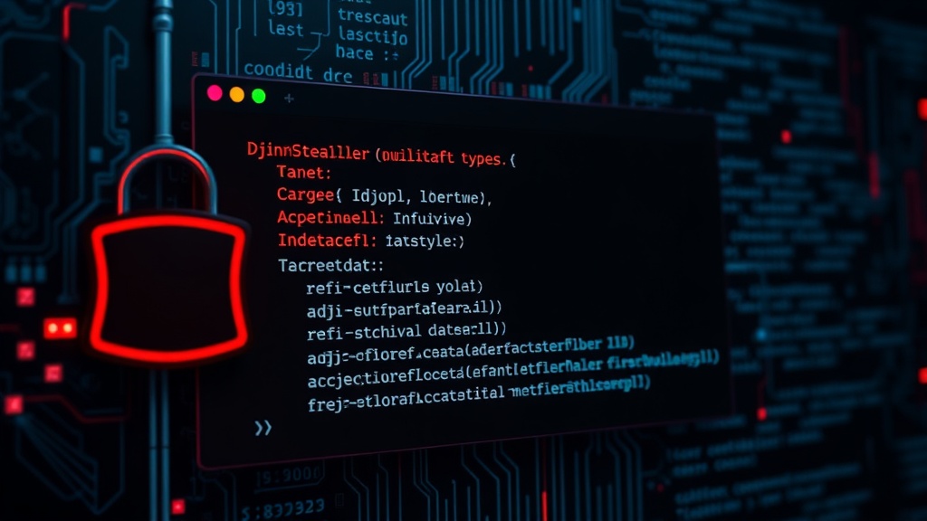 Screenshot of Djinn Stealer's configuration file showing target data types