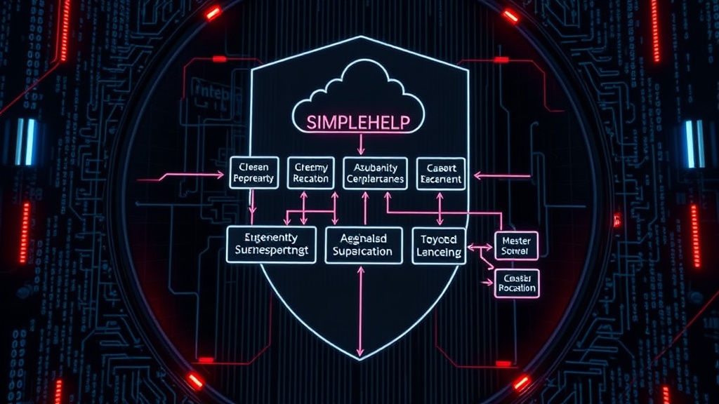 Diagram illustrating the SimpleHelp server architecture and potential exploitation pathways