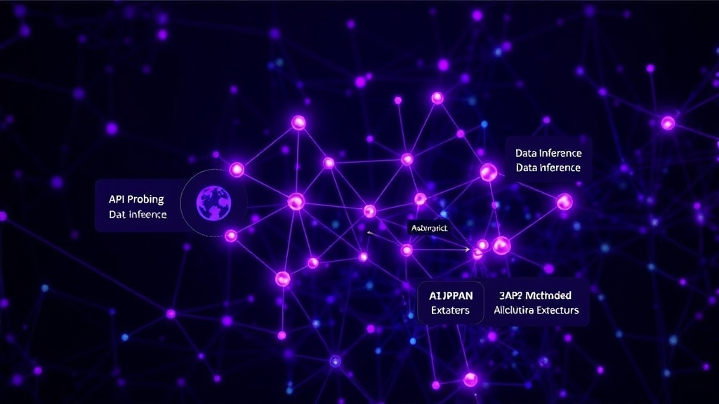 Diagram illustrating potential methods of AI model capability extraction, including API probing and data inference.