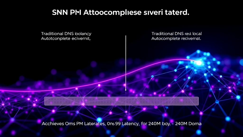 Diagram illustrating traditional DNS lookup latency versus optimized local autocomplete retrieval