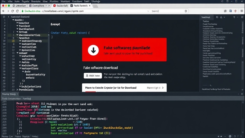 Screenshot of a malicious DuckDuckGo ad offering a fake software download