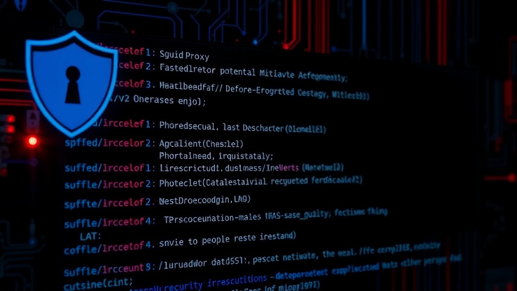 Screenshot of Squid Proxy configuration file showing potential mitigation directives