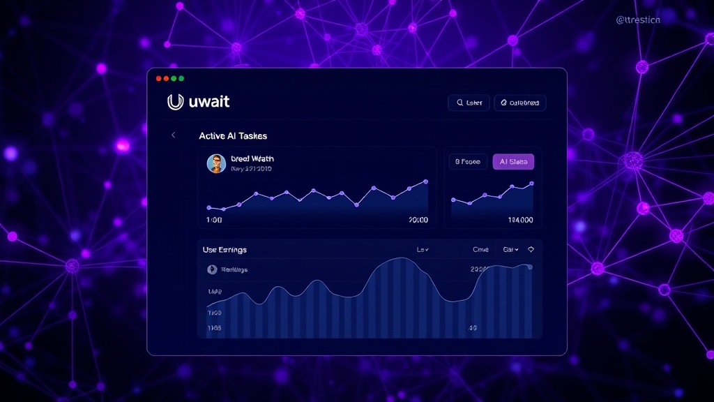 uwait dashboard displaying active AI task and accrued user earnings