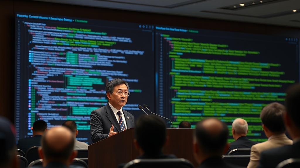 South Korean Minister of Trade, Industry and Energy speaking at a semiconductor industry forum