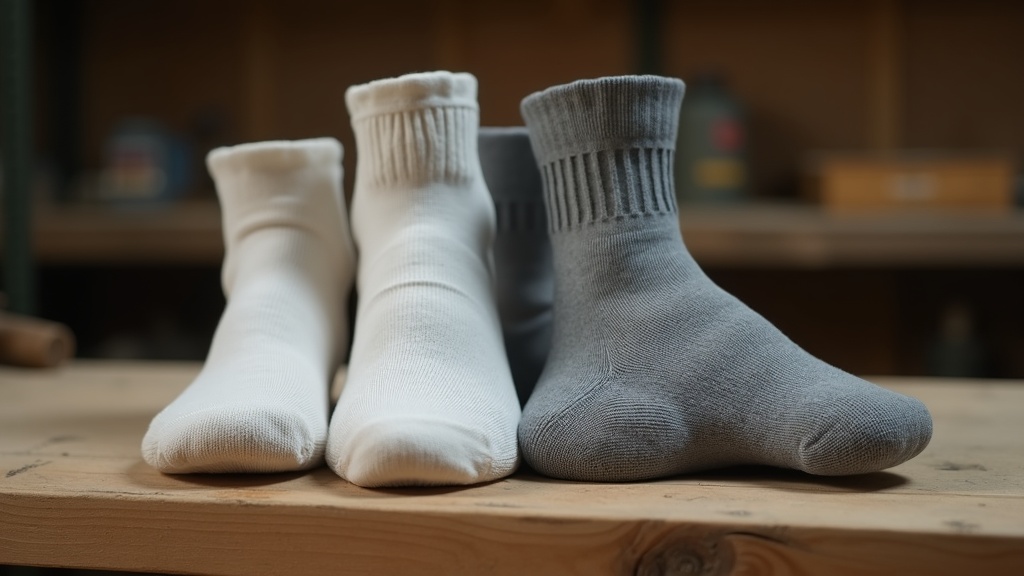 Comparison of a plain cotton sock and a cushioned arch support work sock