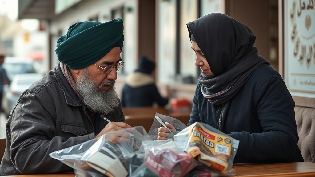 A documentary-style photograph capturing Iranian nationals in Canada engaging in daily activities, symbolizing community and resilience. High resolution, no text, realistic lighting.