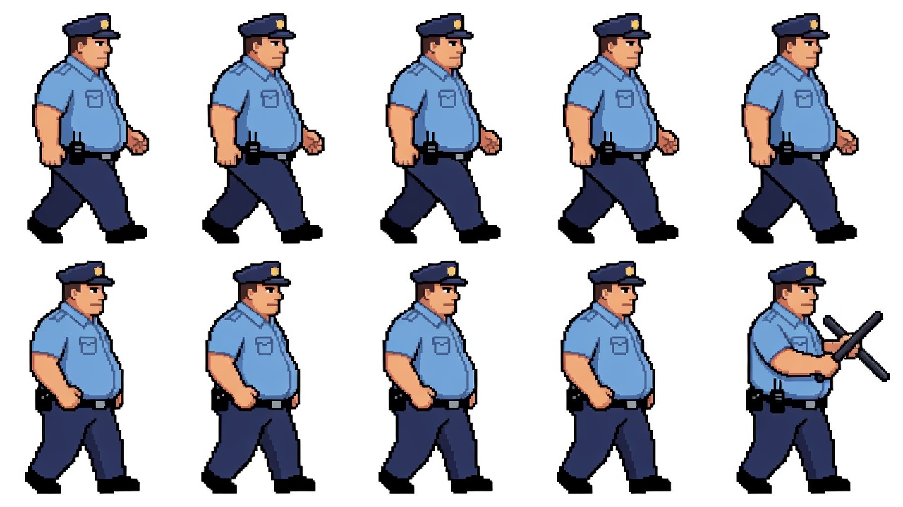 Mall Cop Sprite Sheet (4 / 4)
