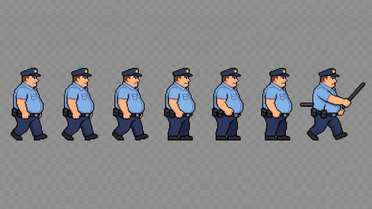Mall Cop Sprite Sheet (1 / 4)