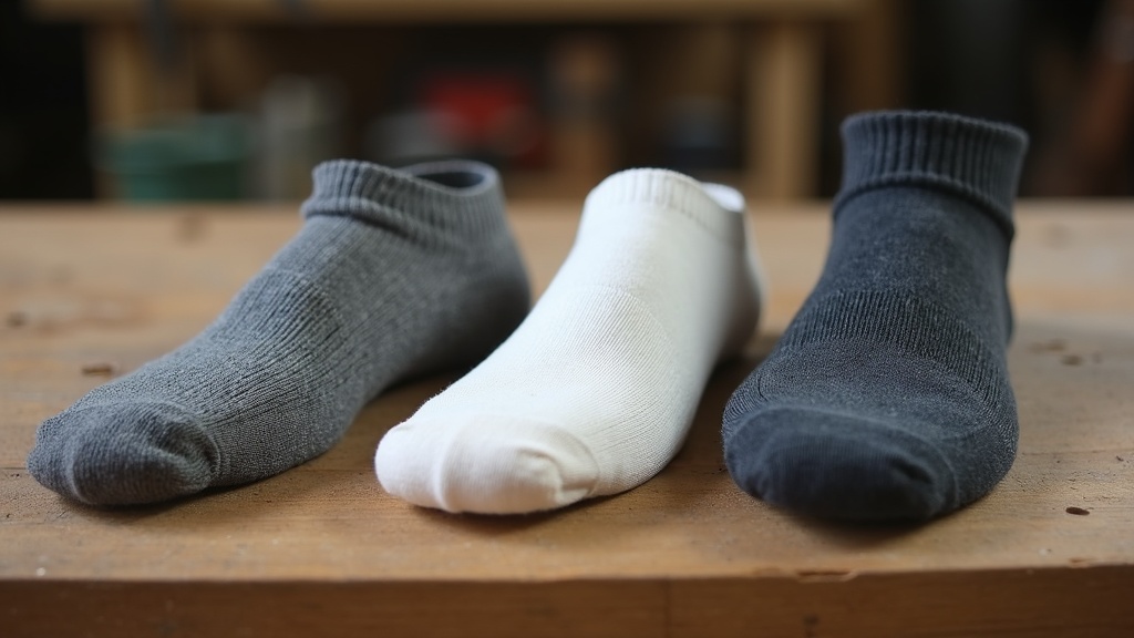 Three types of summer work socks compared side by side