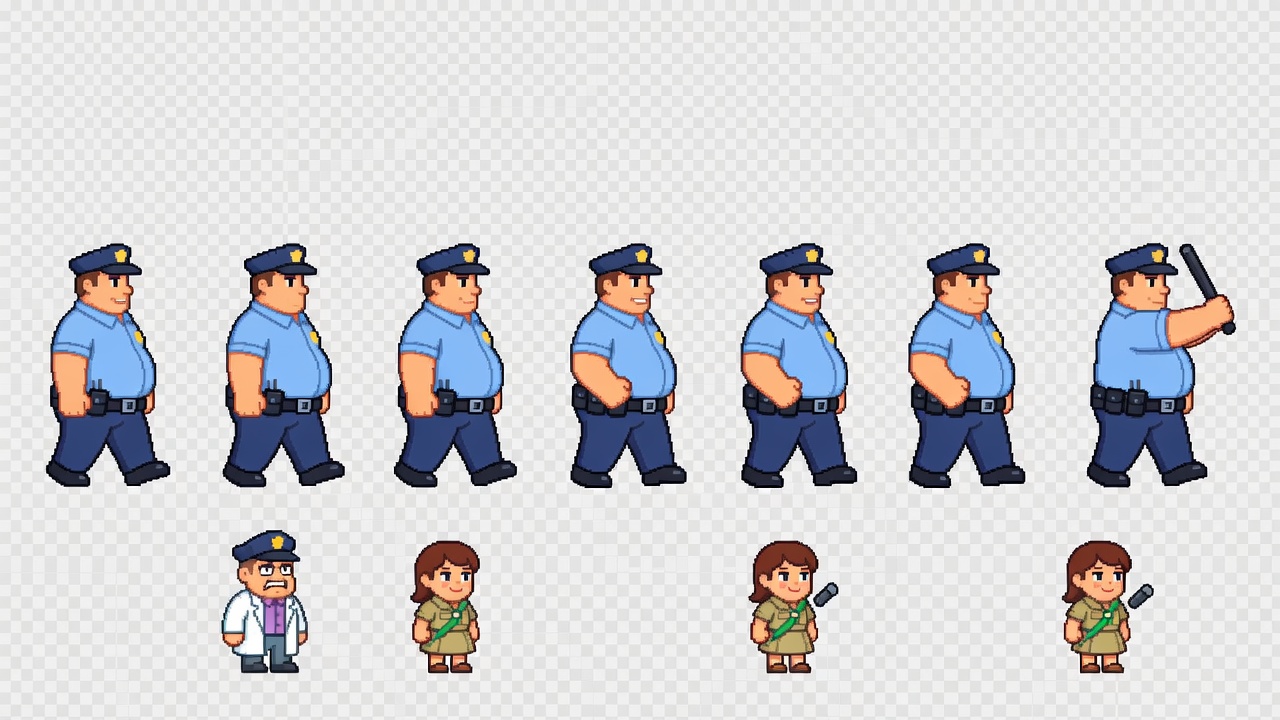 Kevin Mall Cop Sprite Sheet v2 (3 / 4)