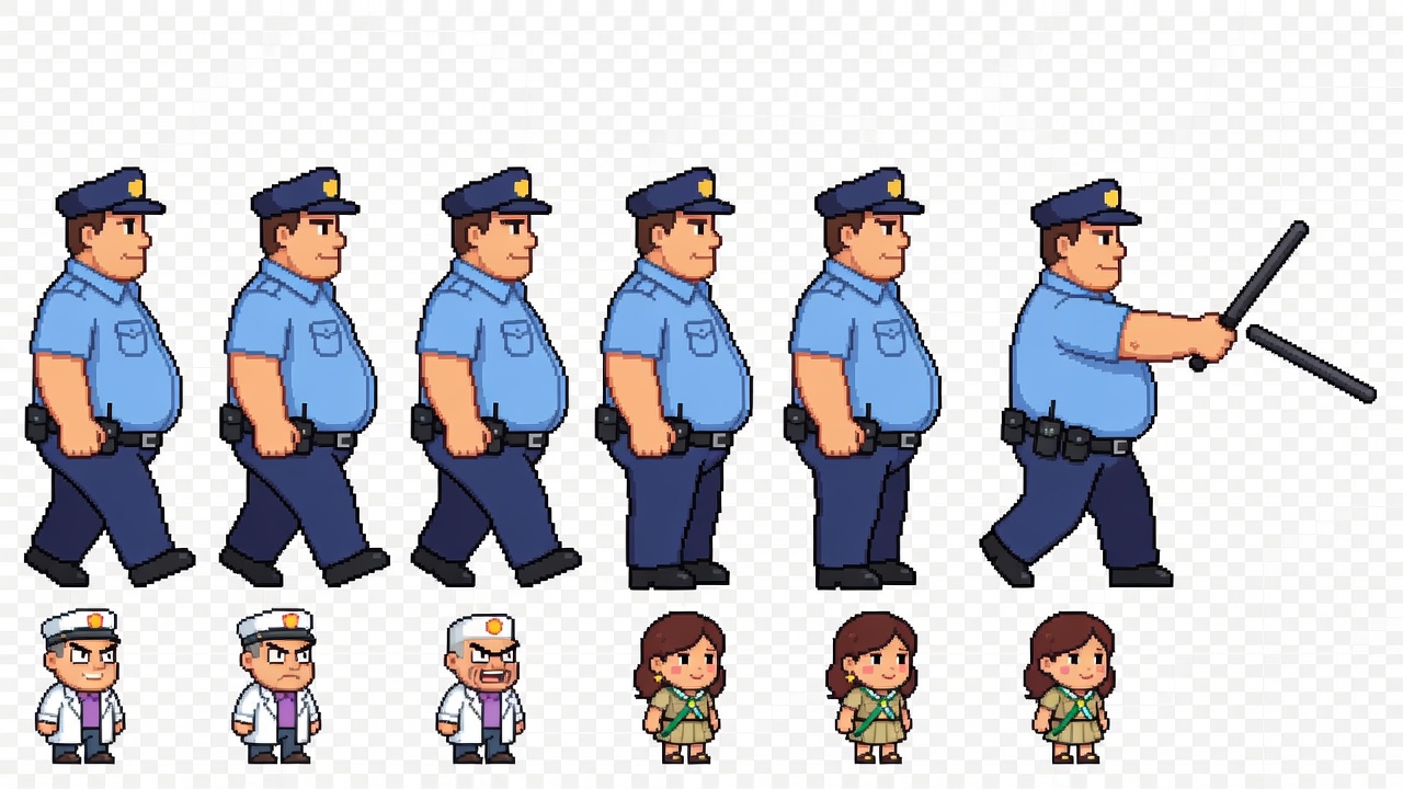 Kevin Mall Cop Sprite Sheet v2 (2 / 4)