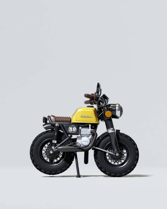 yellow honda motorcycle — free 3D model